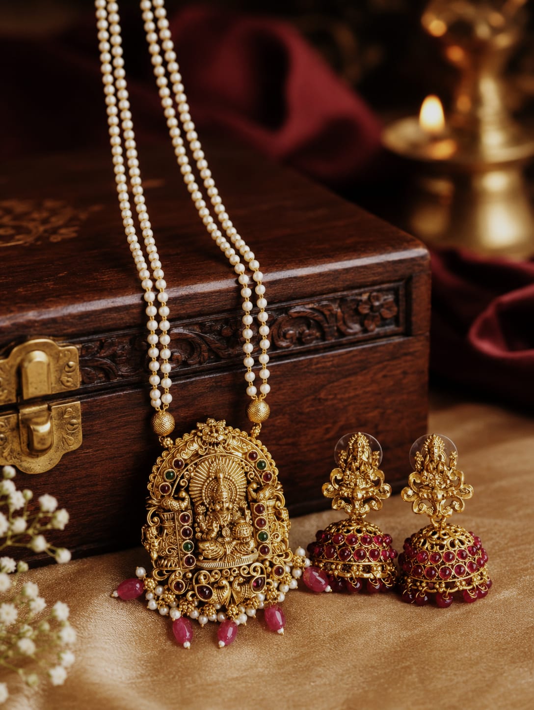 Mahalakshmi Pearl Temple Haram Set