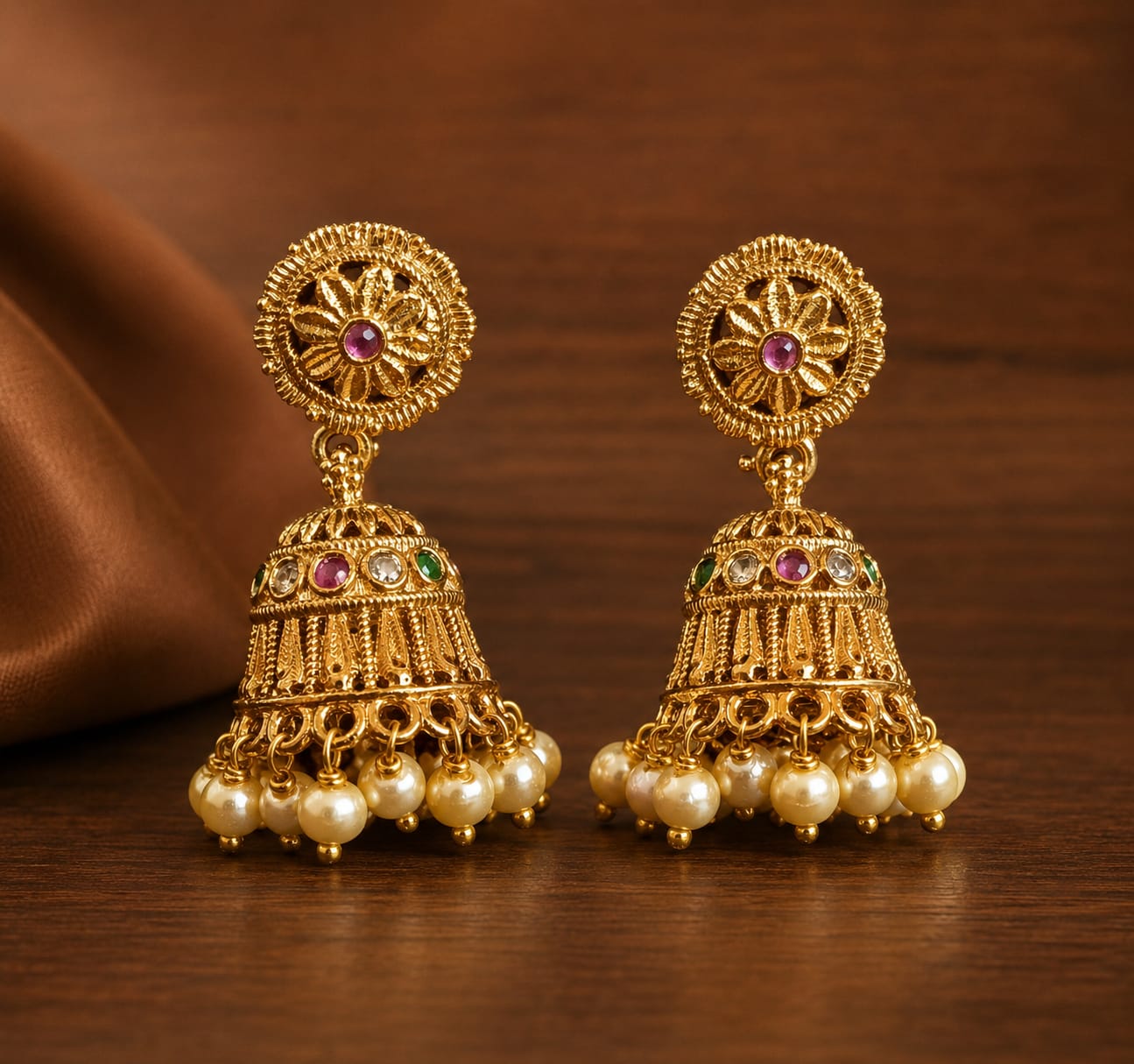 Pushpa Pearl Jhumka Earrings