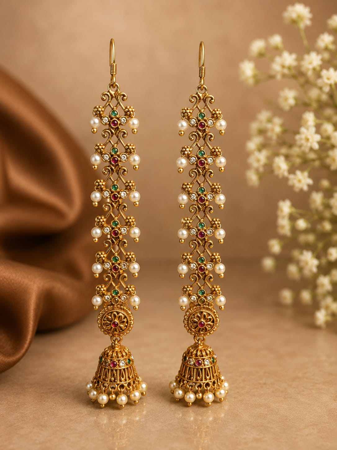 Rajanigandha Long Jhumka Earrings