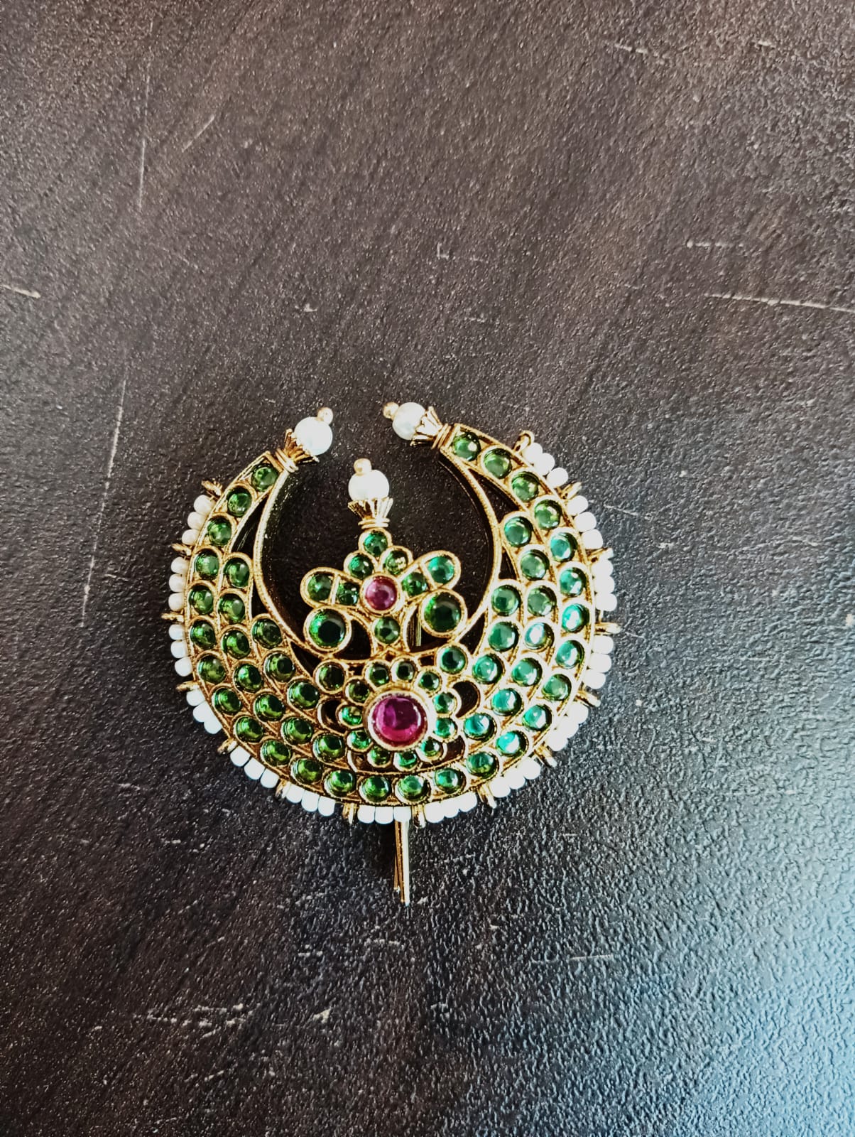 Mayura Emerald Peacock Hair Pin